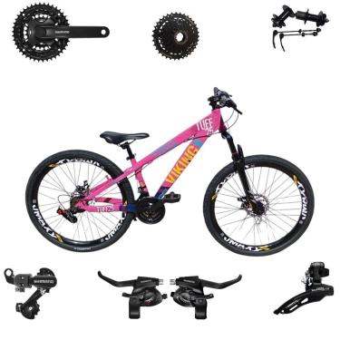 Imagem de Bicicleta 26 VikingX T25 24v Cubo Catraca K7 e Componentes Shimanos Pneu Aro 26 Balão Preto-Unissex