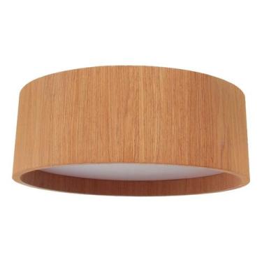Imagem de Lustre Plafon Sobrepor Madeira Redondo 50 cm Freijó - DSMIX RJ