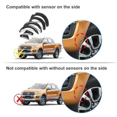 Imagem de Conjunto de alargadores de para-lamas, extensão de arco de roda compatível com Ranger 2019-2022 T8 PX3 MK3 Wildtrak Limited XLT XLS, acessórios para carro de cabine dupla(With sensor hole)