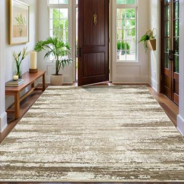 Imagem de TranquilNest Tapete de área lavável moderno abstrato listrado resistente a manchas fácil de limpar tapete interior macio de pilha baixa capa de chão dobrável para quarto, sala de estar, sala de jogos,