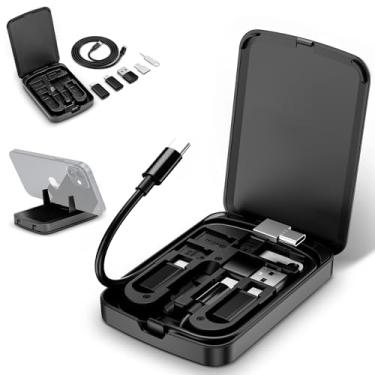 Imagem de Cartão de cabo compacto multifuncional com cabo USB-C de 55.9 cm e kit adaptador USB-A/Micro-USB/Light/OTG, conversor de cabos, caixa de armazenamento para viagem, almofada de telefone, carregamento,