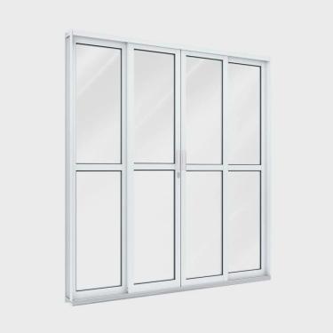 Imagem de Porta de Aço de Correr 213x200cm 4 Folhas com Vidro Facilita Lucasa