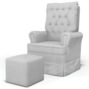 Imagem de Poltrona De Amamentação E Descanso Com Balanço E Puff Laís G05 Linho Cinza Claro - Mpozenato