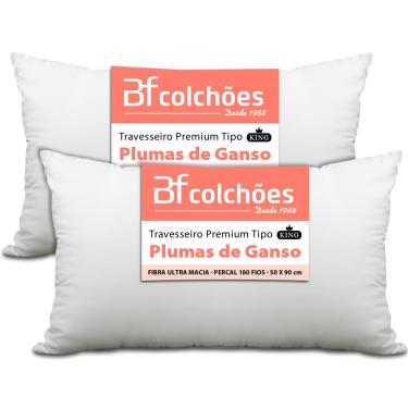 Imagem de Kit 2 Travesseiro King Premium De Fibra Conforto Extra tipo Pluma De Ganso Ecológica 50x90 bf Colchões