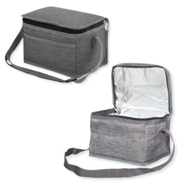 Imagem de Bolsa Térmica para Refeições e Bebidas, Alça Ajustável, Interior Isolante, Cinza