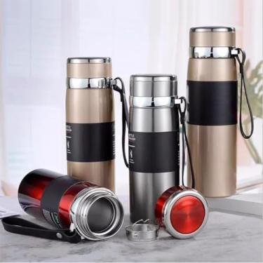 Imagem de Garrafa Térmica Aço Inox 600 ML Água Gelada 24h Academia Viagem (Prata)