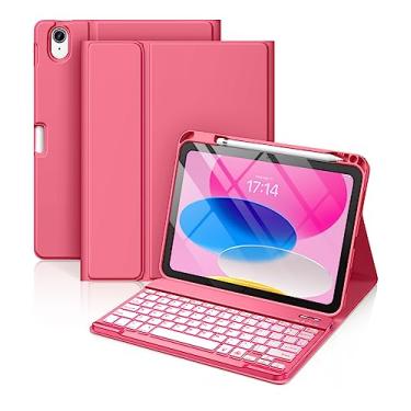 Imagem de Hamile - Capa para iPad 11ª geração com teclado, capa destacável sem fio retroiluminada em 7 cores com suporte para lápis para iPad 11 polegadas A16 2025 10,9 polegadas 2022, cor