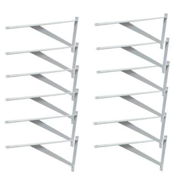 Imagem de Kit 12 Cantoneiras Reforçadas Mão Francesa Branca 40m x 25cm Novoletto