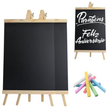 Imagem de 2 Lousas Cavalete Madeira Porta Recados 51x30cm Restaurante - Floripa