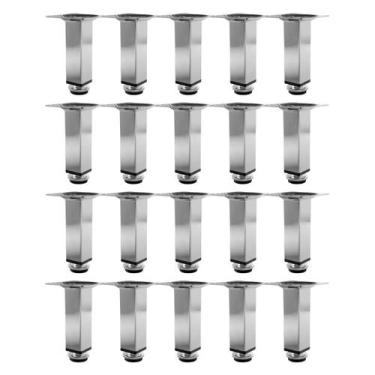 Imagem de Kit 20 Pés Para Móveis Regulável Quadrado Cromado 15Cm - Hd Ferragens