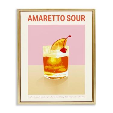 Imagem de Stupell Industries Arte de parede Amaretto Sour Classic Drink com moldura dourada flutuante, design de Victoria Barnes, 25 x 31
