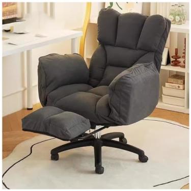 Imagem de Cadeira ergonómica para jogos com rodas e apoio para os pés para secretária de escritório em casa poltrona reclinável com encosto e assento de secretária de estúdio cadeira decorativa cinzenta para