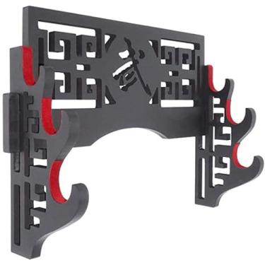Imagem de JNQLLDS Suporte de espada exibição de armas fácil de instalar, posicionamento estável armação multicamada suporte para espada Katana suporte para espada samurai japonês suporte médio