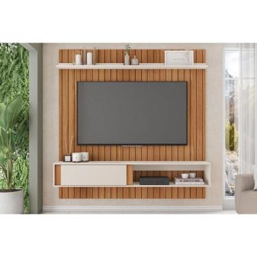 Imagem de Painel Home p/ TV até 65 Pol Boreal Ripada 180x183cm Freijo/Off White - Caemmun