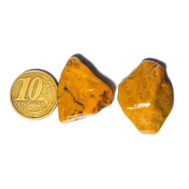 Imagem de 02 Jaspe Amarelo Rolado Pedra G 30 a 45mm Classe A - CristaisdeCurvelo