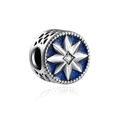 Imagem de Contas de Borboleta e Pata de Cão em Esmalte Azul e Prata - Para Pulse