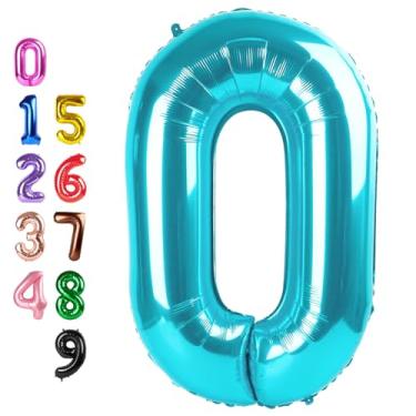 Imagem de Balloon Numbers 40 Inch Big 0 Light Blue Ballon Number for Birthday Decoration, Foil Baloon for 10 20 30 40 100 2025 Graduation Decor Wedding Anniversary Party