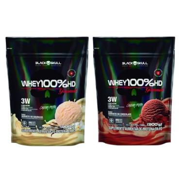 Imagem de Kit 2x Refil Whey 100% HD Gourmet 900g - Black Skull (Chocolate/Baunilha)