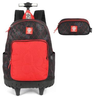 Imagem de Kit Mochila Rodinhas Oficial Enaldinho Luxcel 47512 Vermelho