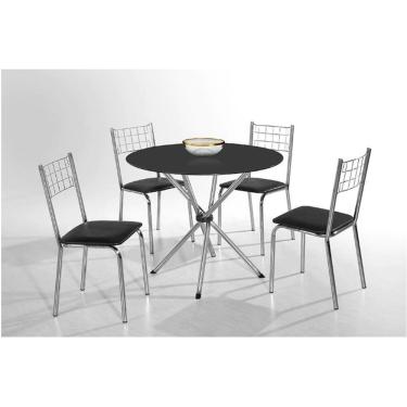 Imagem de Mesa De Jantar Letícia Plus 4 Cadeiras Iris Assento Em Courino Aço Nobre Preto
