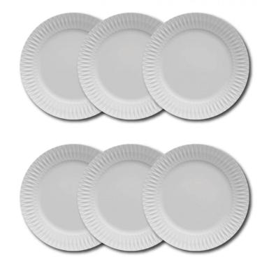 Imagem de Conjunto De Pratos Rasos Germer Diamante Em Porcelana 6 Peças Branco