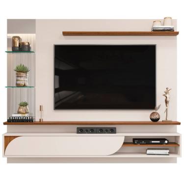 Imagem de Painel Suspenso Tv 60 Pol 180 cm Ravi Off White Freijó DJ Moveis