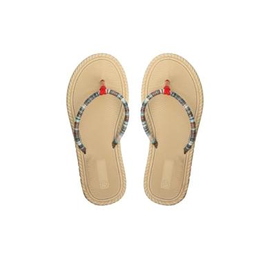 Imagem de RoseSeek Sandália feminina de bico aberto, chinelos, confortáveis, leves, de verão, roupa de praia, Multicor, 40