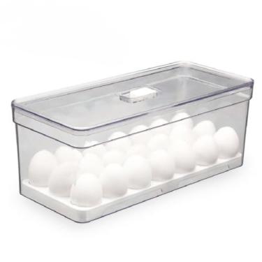 Imagem de Porta Ovos Organizador De Geladeira AcríLico Com Tampa E Respiro De Ar Bandeja(42 OVOS)