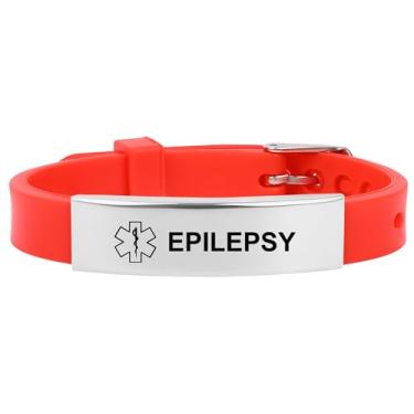 Imagem de Pulseira de alerta médico para mulheres e homens, pulseira de silicone ajustável para diabéticos D.N.R marcapasso epilepsia, One Size, Silicone, Sem Pedra Preciosa