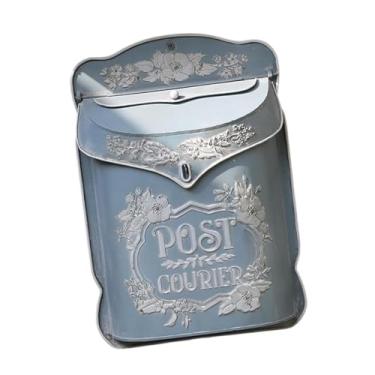 Imagem de Generic Caixa de correio de parede em, suporte decorativo vintage, caixa de depósito para jardim externo, frontal, revistas, hotel, Azul