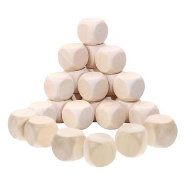 Imagem de predolo 25 cubos de madeira em branco, dados artesanais pequenos, jogo portátil, blocos quadrados para atividades