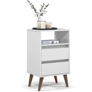 Imagem de Mesa De Cabeceira 2 Gavetas Com Nicho Aroma Branco