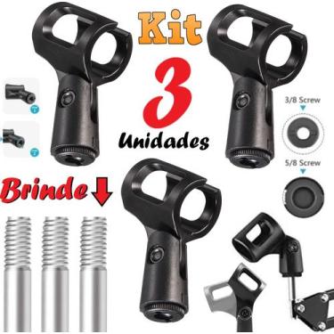 Imagem de Combo com 3 Unidades de Suporte Apoio Para Microfone Cachimbo Móvel Pe