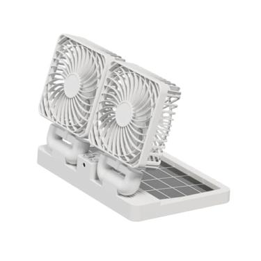 Imagem de IEUDNS Ventilador de refrigeração de veículo elétrico e movido a energia solar, circulador giratório de 360 ​​graus, ventilador de veículo automotivo para, Cabeças Duplas