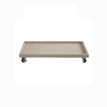 Imagem de Pires para Plantas Pires retangulares móveis com rodas, palete de resina sintética para plantas internas e externas Vaso para Flores(Beige,X-Large)