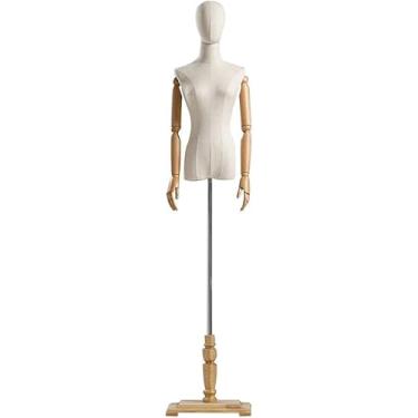 Imagem de Feminino Maequi Corpo Torso Vestido Forma Lie Branco Alfaiates Manequim Com Cabeça De Pano 120-182 Cm Ajustável Destacável Para Vestido Jóias Exibição De Fotografia