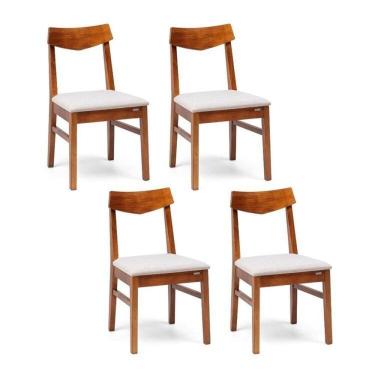 Imagem de Kit com 4 Cadeiras Madeira Maciça Club Garapa