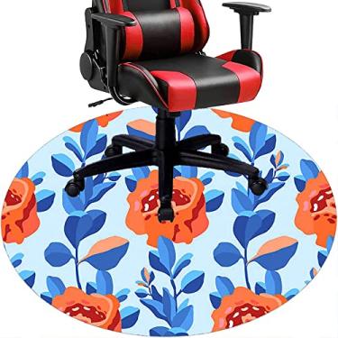 Imagem de Tapete de cadeira de escritório com flores, textura de flor, tapete de cadeira de mesa para piso de madeira de escritório em casa, protetor de piso de pilha baixa, redondo 78,7 cm