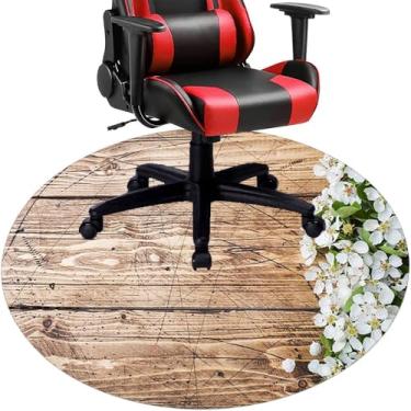 Imagem de Tábuas de madeira, tapete de cadeira de mesa, tábuas de madeira antiga estilo rústico com padrão floral, tapete de cadeira de mesa para piso de madeira de escritório em casa, protetor de piso de pilha
