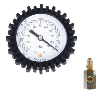 Imagem de Vacuômetro Analógico Suryha + Adaptador Para Bomba De Vácuo