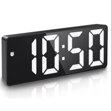 Imagem de Relógio Digital Led Despertador Alarme de Mesa Brilho Ajustável Visor 12/24h Alimentação USB Para Casa Quarto Escritório Premium