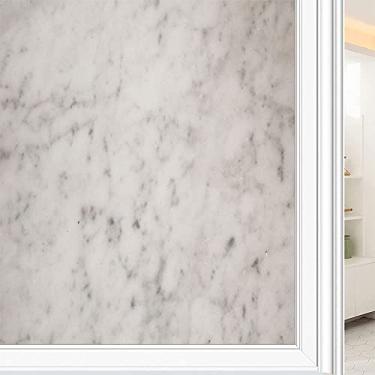 Imagem de Película de janela de privacidade de mármore, textura de estilo mármore, filme de vidro para sala de estar e escritório em casa, L90 x C 190 cm