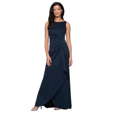 Imagem de Alex Evenings Vestido feminino longo sem mangas, Crepe azul-marinho, 50
