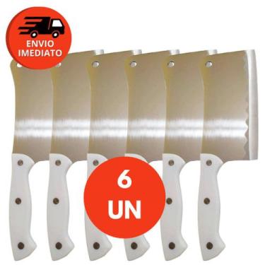 Imagem de Cutelo Machadinha Inox 6 Profissional Chef Facão Cozinha Açougueiro Ca