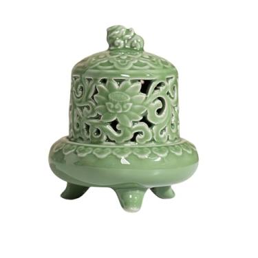 Imagem de Queimador de incenso de cerâmica, suporte de incenso adequado para incenso de torre, bastões de incenso, incenso de cone, Palo Santo, sálvia branca, para limpeza espiritual, alívio do estresse