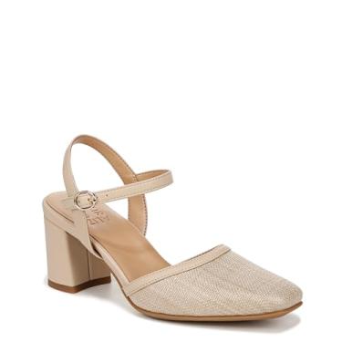 Imagem de Naturalizer Sapato feminino com tira no tornozelo, bico fechado, salto alto, Palha marrom, 10 Wide