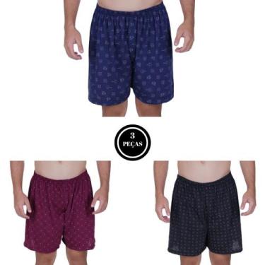 Imagem de Kit 3 Samba Canção Masculino Estampada Short de Dormir -c4 KIT 3 SAMBA