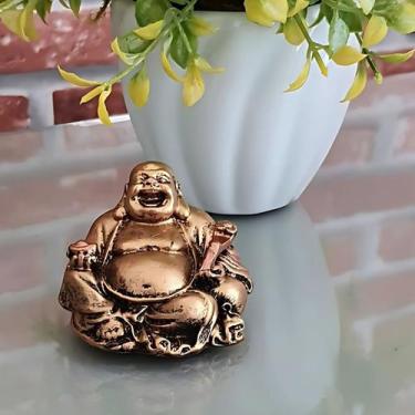 Imagem de Buda Chinês Sorridente Fortuna Riqueza Dourado Resina 5 Cm - Genérico