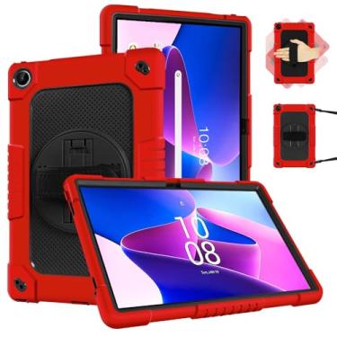 Imagem de Sozengba Capa para Lenovo Tab M10 Plus 3ª geração de 10,6 polegadas, alça de ombro à prova de choque, suporte giratório, capa infantil para Lenovo Tab M10 Plus 2022 (modelo: TB-125FU/128FU/128XU
