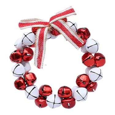 Imagem de predolo Guirlanda de sino de Natal, decoração, 4 polegadas, presente, acessório, guirlanda artificial, enfeite de parede para porta de entrada externa, Vermelho E Branco
